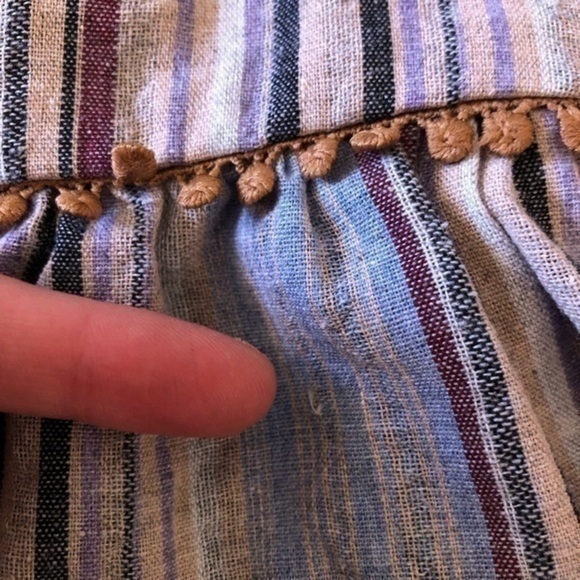 ALTAR'D STATE Ellery Top Blue Peach Multi Striped Tie Strap Peplum Tank Blouse S - Picture 12 of 12